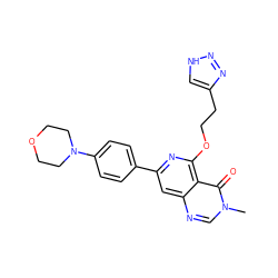 Cn1cnc2cc(-c3ccc(N4CCOCC4)cc3)nc(OCCc3c[nH]nn3)c2c1=O ZINC000115626031