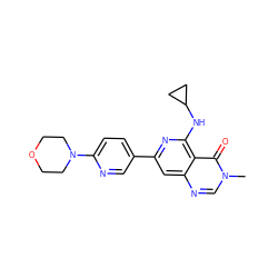 Cn1cnc2cc(-c3ccc(N4CCOCC4)nc3)nc(NC3CC3)c2c1=O ZINC000115624160