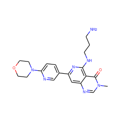 Cn1cnc2cc(-c3ccc(N4CCOCC4)nc3)nc(NCCCN)c2c1=O ZINC000115625946