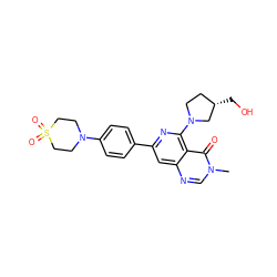 Cn1cnc2cc(-c3ccc(N4CCS(=O)(=O)CC4)cc3)nc(N3CC[C@H](CO)C3)c2c1=O ZINC000115626434