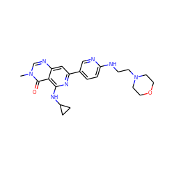 Cn1cnc2cc(-c3ccc(NCCN4CCOCC4)nc3)nc(NC3CC3)c2c1=O ZINC000068248604