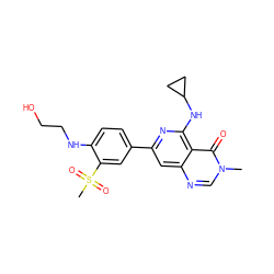 Cn1cnc2cc(-c3ccc(NCCO)c(S(C)(=O)=O)c3)nc(NC3CC3)c2c1=O ZINC000115624152