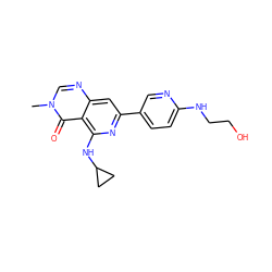 Cn1cnc2cc(-c3ccc(NCCO)nc3)nc(NC3CC3)c2c1=O ZINC000115624105