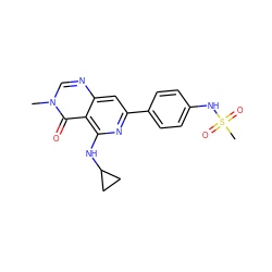 Cn1cnc2cc(-c3ccc(NS(C)(=O)=O)cc3)nc(NC3CC3)c2c1=O ZINC000115625296