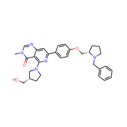 Cn1cnc2cc(-c3ccc(OC[C@@H]4CCCN4Cc4ccccc4)cc3)nc(N3CC[C@H](CO)C3)c2c1=O ZINC000115624626