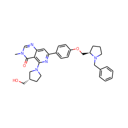 Cn1cnc2cc(-c3ccc(OC[C@H]4CCCN4Cc4ccccc4)cc3)nc(N3CC[C@H](CO)C3)c2c1=O ZINC000115624628