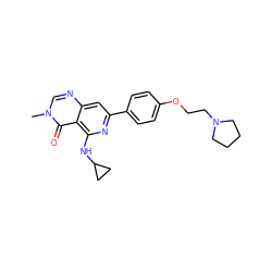 Cn1cnc2cc(-c3ccc(OCCN4CCCC4)cc3)nc(NC3CC3)c2c1=O ZINC000115623926