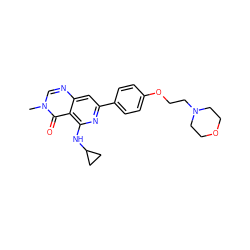 Cn1cnc2cc(-c3ccc(OCCN4CCOCC4)cc3)nc(NC3CC3)c2c1=O ZINC000115621662