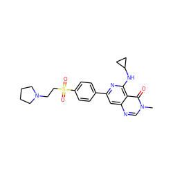 Cn1cnc2cc(-c3ccc(S(=O)(=O)CCN4CCCC4)cc3)nc(NC3CC3)c2c1=O ZINC000115625149