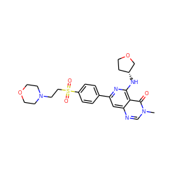 Cn1cnc2cc(-c3ccc(S(=O)(=O)CCN4CCOCC4)cc3)nc(N[C@@H]3CCOC3)c2c1=O ZINC000115622404