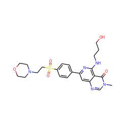 Cn1cnc2cc(-c3ccc(S(=O)(=O)CCN4CCOCC4)cc3)nc(NCCCO)c2c1=O ZINC000115624362