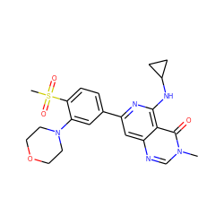 Cn1cnc2cc(-c3ccc(S(C)(=O)=O)c(N4CCOCC4)c3)nc(NC3CC3)c2c1=O ZINC000115625547