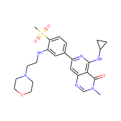 Cn1cnc2cc(-c3ccc(S(C)(=O)=O)c(NCCN4CCOCC4)c3)nc(NC3CC3)c2c1=O ZINC000115624164