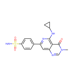 Cn1cnc2cc(-c3ccc(S(N)(=O)=O)cc3)nc(NC3CC3)c2c1=O ZINC000115625294