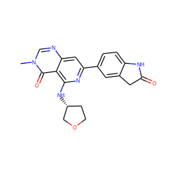 Cn1cnc2cc(-c3ccc4c(c3)CC(=O)N4)nc(N[C@@H]3CCOC3)c2c1=O ZINC000115622983