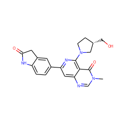 Cn1cnc2cc(-c3ccc4c(c3)CC(=O)N4)nc(N3CC[C@H](CO)C3)c2c1=O ZINC000115625893