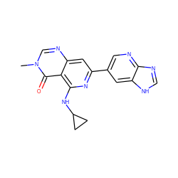 Cn1cnc2cc(-c3cnc4nc[nH]c4c3)nc(NC3CC3)c2c1=O ZINC000115622720