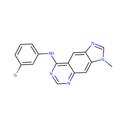 Cn1cnc2cc3c(Nc4cccc(Br)c4)ncnc3cc21 ZINC000002391775