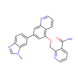 Cn1cnc2ccc(-c3cc(OCc4ncccc4C(N)=O)c4cccnc4c3)cc21 ZINC000147829519