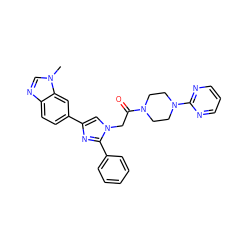 Cn1cnc2ccc(-c3cn(CC(=O)N4CCN(c5ncccn5)CC4)c(-c4ccccc4)n3)cc21 ZINC000096284527