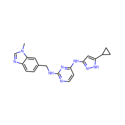 Cn1cnc2ccc(CNc3nccc(Nc4cc(C5CC5)[nH]n4)n3)cc21 ZINC000473169802