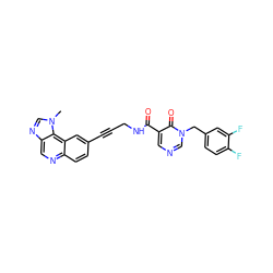 Cn1cnc2cnc3ccc(C#CCNC(=O)c4cncn(Cc5ccc(F)c(F)c5)c4=O)cc3c21 ZINC000169710274