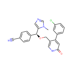 Cn1cncc1[C@@H](OCc1c[nH]c(=O)cc1-c1cccc(Cl)c1)c1ccc(C#N)cc1 ZINC000028375312