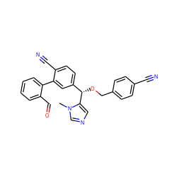 Cn1cncc1[C@@H](OCc1ccc(C#N)cc1)c1ccc(C#N)c(-c2ccccc2C=O)c1 ZINC000028347982