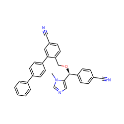 Cn1cncc1[C@@H](OCc1ccc(C#N)cc1-c1ccc(-c2ccccc2)cc1)c1ccc(C#N)cc1 ZINC000013554098