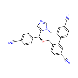 Cn1cncc1[C@@H](OCc1ccc(C#N)cc1-c1ccc(C#N)cc1)c1ccc(C#N)cc1 ZINC000013554096