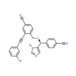 Cn1cncc1[C@@H](OCc1ccc(C#N)cc1C#Cc1cccc(O)c1)c1ccc(C#N)cc1 ZINC000013554072