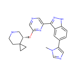 Cn1cncc1-c1ccc2[nH]nc(-c3cncc(O[C@H]4CNCCC45CC5)n3)c2c1 ZINC000150102316