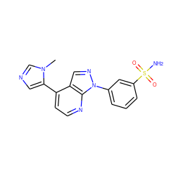 Cn1cncc1-c1ccnc2c1cnn2-c1cccc(S(N)(=O)=O)c1 ZINC000165250591