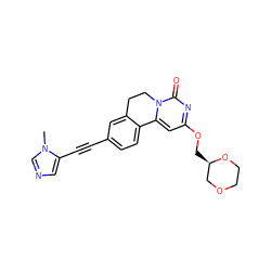 Cn1cncc1C#Cc1ccc2c(c1)CCn1c-2cc(OC[C@@H]2COCCO2)nc1=O ZINC000143115929