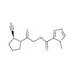 Cn1cncc1C(=O)NCC(=O)N1CCC[C@H]1C#N ZINC000169310696