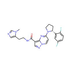 Cn1cncc1CCNC(=O)c1cnn2ccc(N3CCC[C@@H]3c3cc(F)ccc3F)nc12 ZINC000169704135