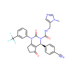 Cn1cncc1CNC(=O)N1C(=O)N(c2cccc(C(F)(F)F)c2)C2=C(C(=O)CC2)[C@@H]1c1ccc(C#N)cc1 ZINC001772581369