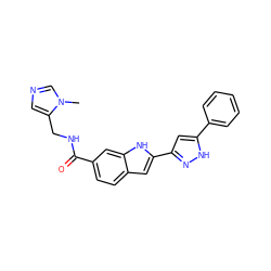 Cn1cncc1CNC(=O)c1ccc2cc(-c3cc(-c4ccccc4)[nH]n3)[nH]c2c1 ZINC000049803589