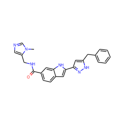 Cn1cncc1CNC(=O)c1ccc2cc(-c3cc(Cc4ccccc4)[nH]n3)[nH]c2c1 ZINC000049803727