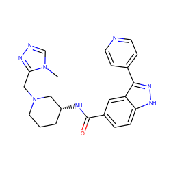 Cn1cnnc1CN1CCC[C@@H](NC(=O)c2ccc3[nH]nc(-c4ccncc4)c3c2)C1 ZINC000205041031