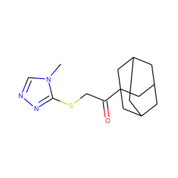 Cn1cnnc1SCC(=O)C12CC3CC(CC(C3)C1)C2 ZINC000005118691