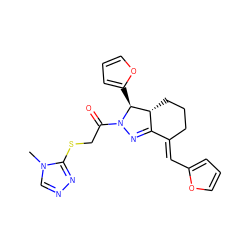 Cn1cnnc1SCC(=O)N1N=C2/C(=C/c3ccco3)CCC[C@H]2[C@@H]1c1ccco1 ZINC000008686399