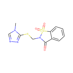 Cn1cnnc1SCN1C(=O)c2ccccc2S1(=O)=O ZINC000029477203