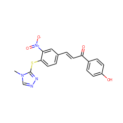 Cn1cnnc1Sc1ccc(/C=C/C(=O)c2ccc(O)cc2)cc1[N+](=O)[O-] ZINC000007141241