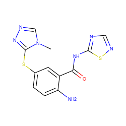 Cn1cnnc1Sc1ccc(N)c(C(=O)Nc2ncns2)c1 ZINC000040950932