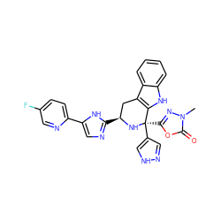 Cn1nc([C@]2(c3cn[nH]c3)N[C@@H](c3ncc(-c4ccc(F)cn4)[nH]3)Cc3c2[nH]c2ccccc32)oc1=O ZINC000473128351