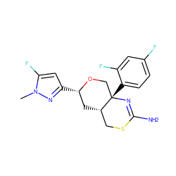 Cn1nc([C@H]2C[C@H]3CSC(N)=N[C@@]3(c3ccc(F)cc3F)CO2)cc1F ZINC000169708463