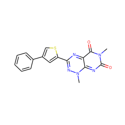 Cn1nc(-c2cc(-c3ccccc3)cs2)nc2c(=O)n(C)c(=O)nc1-2 ZINC000096282743