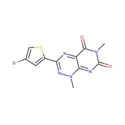 Cn1nc(-c2cc(Br)cs2)nc2c(=O)n(C)c(=O)nc1-2 ZINC000013855765