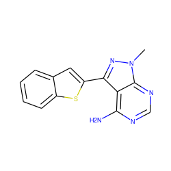 Cn1nc(-c2cc3ccccc3s2)c2c(N)ncnc21 ZINC000064479816